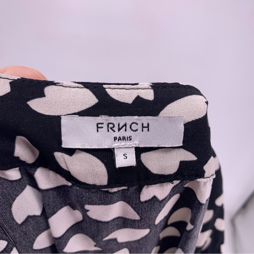 FRNCH Paris 'Mabel Jumpsuit black n cream neutral Pantsuit button up size Small - Picture 8 of 9